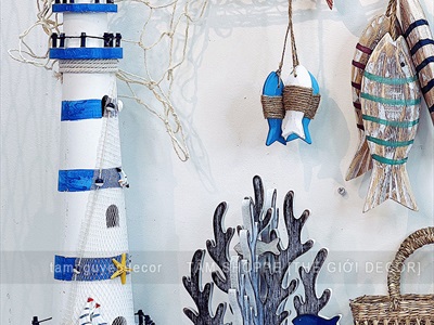 Mô hình ngọn hải đăng gỗ trang trí 4 cỡ [Chuẩn đẹp - Cao 23-57cm] HAIDANG-01