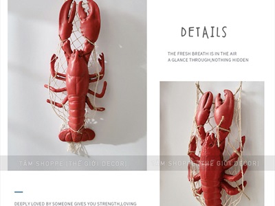 Mô hình tôm cua decor treo tường độc đáo [Composite - Như thật] TOMCUA-01