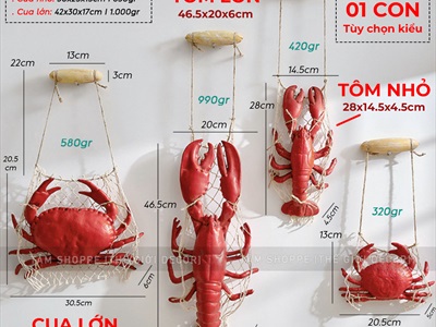 Mô hình tôm cua decor treo tường độc đáo [Composite - Như thật] TOMCUA-01