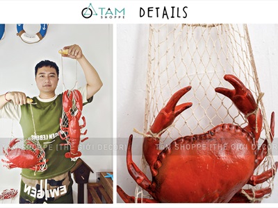 Mô hình tôm cua decor treo tường độc đáo [Composite - Như thật] TOMCUA-01