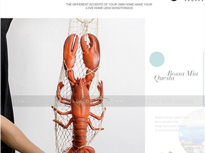 Mô hình tôm cua decor treo tường độc đáo [Composite - Như thật] TOMCUA-01