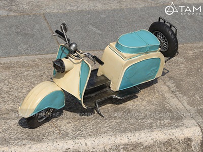 Mô hình xe Vespa sắt xanh trắng retro phong cách biển [Giả cổ - Dài 41cm] MHX-VESPA-03