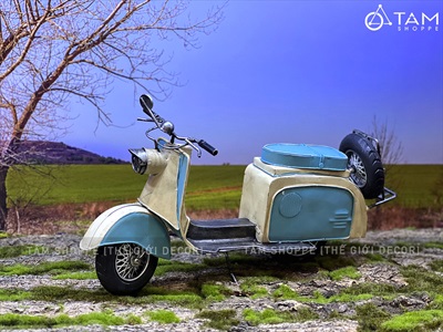Mô hình xe Vespa sắt xanh trắng retro phong cách biển [Giả cổ - Dài 41cm] MHX-VESPA-03