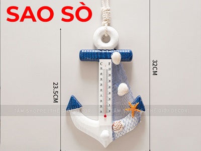 Nhiệt kế hình mỏ neo trang trí dài 23,5cm [Đo nhiệt độ phòng- Nhiều kiểu] MONEO-02