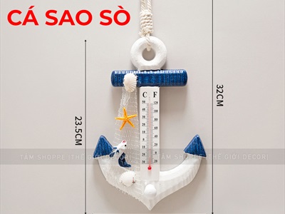 Nhiệt kế hình mỏ neo trang trí dài 23,5cm [Đo nhiệt độ phòng- Nhiều kiểu] MONEO-02