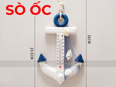 Nhiệt kế hình mỏ neo trang trí dài 23,5cm [Đo nhiệt độ phòng- Nhiều kiểu] MONEO-02