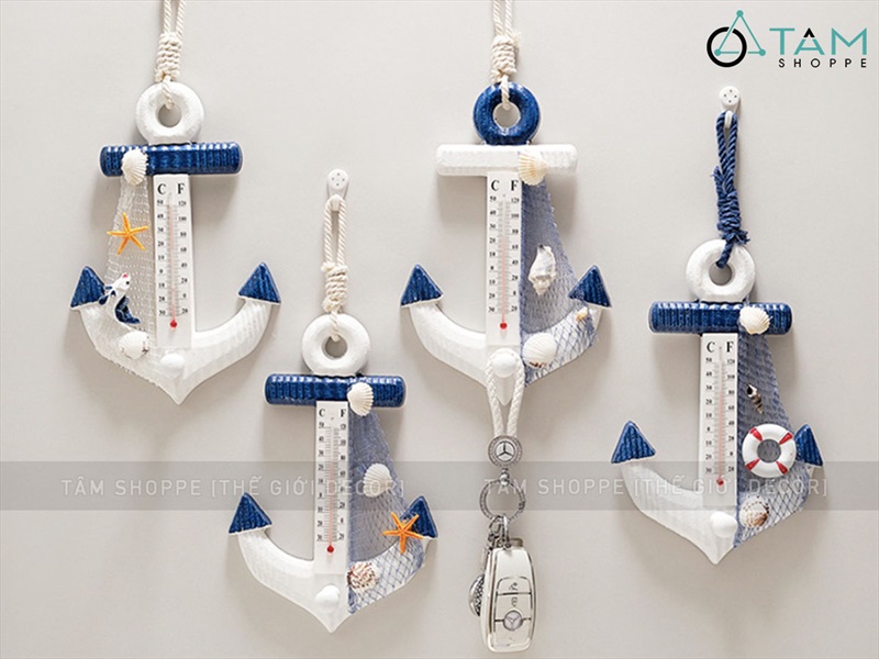 Nhiệt kế hình mỏ neo trang trí dài 23,5cm [Đo nhiệt độ phòng- Nhiều kiểu] MONEO-02