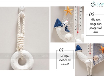 Nhiệt kế hình mỏ neo trang trí dài 23,5cm [Đo nhiệt độ phòng- Nhiều kiểu] MONEO-02