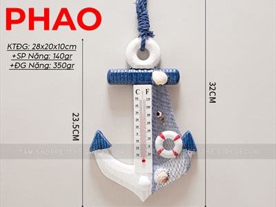 Nhiệt kế hình mỏ neo trang trí dài 23,5cm [Đo nhiệt độ phòng- Nhiều kiểu] MONEO-02