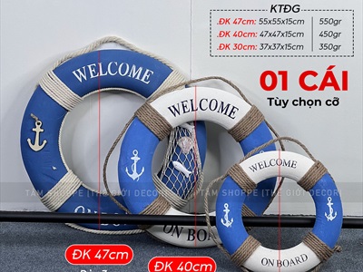 Phao cứu sinh decor chữ welcome kiểu color [3 kiểu - nhiều size] PHAOCUUSINH-02