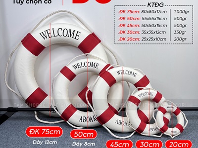 Phao cứu sinh decor chữ welcome kiểu đơn giản [2 màu - 5 size] PHAOCUUSINH-01