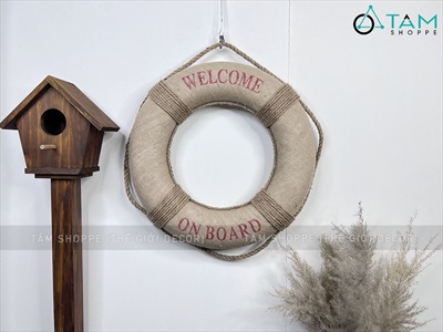 Phao cứu sinh decor chữ welcome vải bố [Mộc mạc - ĐK47cm] PHAOCUUSINH-03