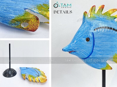 Standee cá gỗ decor để bàn đế cao [Thủ công - Nhiều kiểu] TCV-CA-02