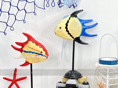 Standee cá gỗ decor để bàn đế cao [Thủ công - Nhiều kiểu] TCV-CA-02