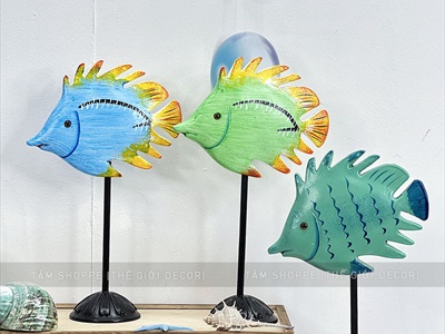 Standee cá gỗ decor để bàn đế cao [Thủ công - Nhiều kiểu] TCV-CA-02