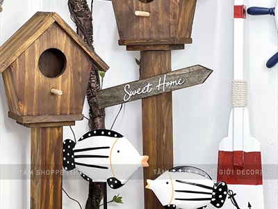 Standee cá gỗ decor để bàn đế cao [Thủ công - Nhiều kiểu] TCV-CA-02