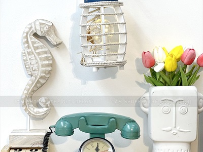 Standee tượng gỗ mốc trắng 3 kiểu chủ đề biển [Thủ công - Cao 29-33cm] MHDB-BIEN-01