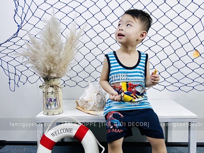 Tấm lưới đánh cá trang trí chủ đề biển [Đính vỏ sò - Nhiều cỡ] LUOICA-01