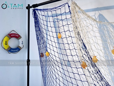 Tấm lưới đánh cá trang trí chủ đề biển [Đính vỏ sò - Nhiều cỡ] LUOICA-01