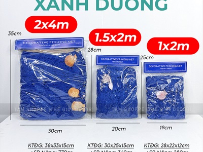 Tấm lưới đánh cá trang trí chủ đề biển [Đính vỏ sò - Nhiều cỡ] LUOICA-01