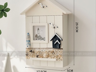 Tủ treo chìa khoá nhà gỗ chủ đề biển khung ảnh [6 móc - Handmade] TUCHIAKHOA-01