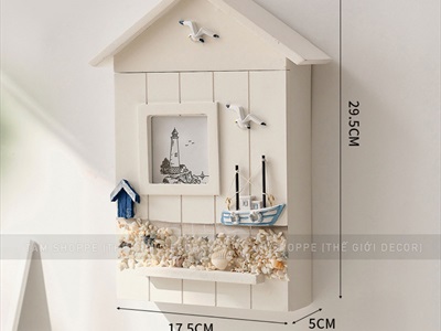Tủ treo chìa khoá nhà gỗ chủ đề biển khung ảnh [6 móc - Handmade] TUCHIAKHOA-01