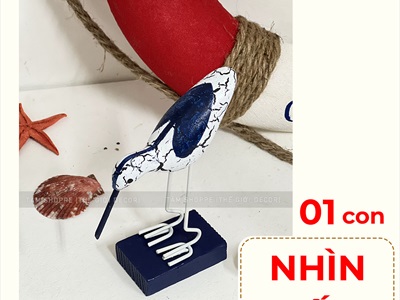 Tượng chim bói cá đế gỗ trắng xanh [Tự đứng - 3 kiểu] TCV-BOICA-01