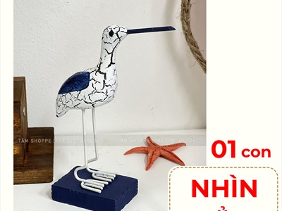 Tượng chim bói cá đế gỗ trắng xanh [Tự đứng - 3 kiểu] TCV-BOICA-01