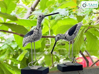 Tượng chim bói cá đế gỗ trắng xanh [Tự đứng - 3 kiểu] TCV-BOICA-01