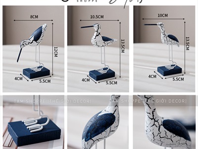 Tượng chim bói cá đế gỗ trắng xanh [Tự đứng - 3 kiểu] TCV-BOICA-01