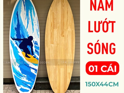 Ván lướt sóng decor nam nữ tông xanh cao 150cm [Gỗ dày - chuẩn đẹp] VLS-09