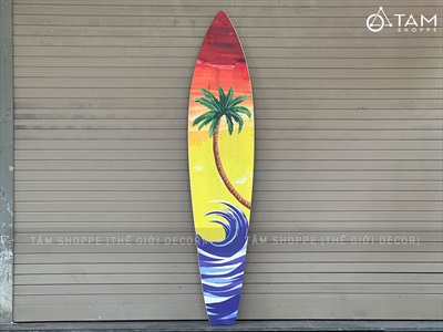 Ván lướt sóng trang trí chủ đề Hoàng hôn cao 150cm [In sắc nét - giả nét vẽ tay] VLS-06