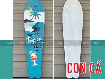 Ván lướt sóng trang trí chủ đề Tropical bar cao 90-150cm [In sắc nét - 3 kiểu dáng] VLS-05