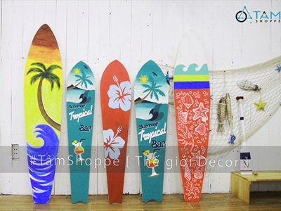 Ván lướt sóng trang trí chủ đề Tropical bar cao 90-150cm [In sắc nét - 3 kiểu dáng] VLS-05