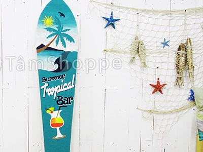 Ván lướt sóng trang trí chủ đề Tropical bar cao 90-150cm [In sắc nét - 3 kiểu dáng] VLS-05