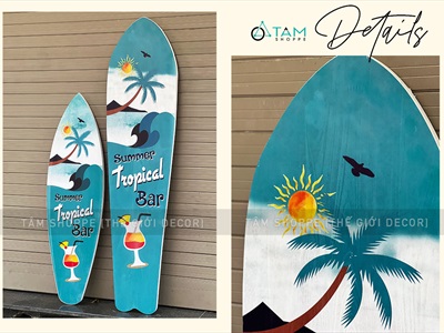 Ván lướt sóng trang trí chủ đề Tropical bar cao 90-150cm [In sắc nét - 3 kiểu dáng] VLS-05