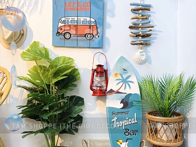 Ván lướt sóng trang trí chủ đề Tropical bar cao 90-150cm [In sắc nét - 3 kiểu dáng] VLS-05