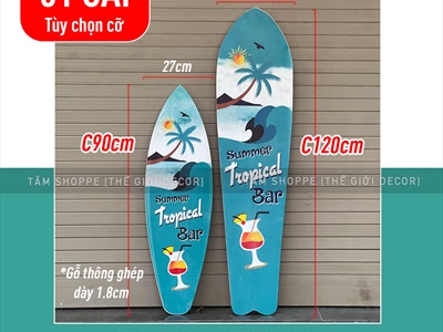 Ván lướt sóng trang trí chủ đề Tropical bar cao 90-150cm [In sắc nét - 3 kiểu dáng] VLS-05