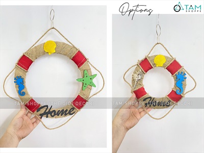 Vòng treo cửa kiểu phao cứu sinh vải bố chữ Home [Thủ công - 2 size] VTC-PCB-03