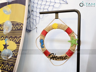 Vòng treo cửa kiểu phao cứu sinh vải bố chữ Home [Thủ công - 2 size] VTC-PCB-03