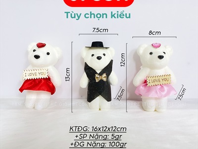 Bé gấu mini trang trí bó hoa hộp quà tặng 3 kiểu [Nhỏ xinh - Được chọn màu] TCV-GAU-01