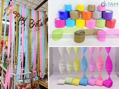 Cuộn giấy nhún nhiều màu handmade decor tiệc PKHM-GIAY-02