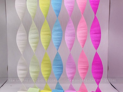 Cuộn giấy nhún nhiều màu handmade decor tiệc PKHM-GIAY-02