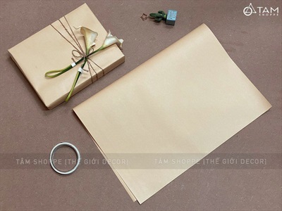 Giấy gói quà Kraft xi măng nâu 50x70cm GIAYGOIQUA-01