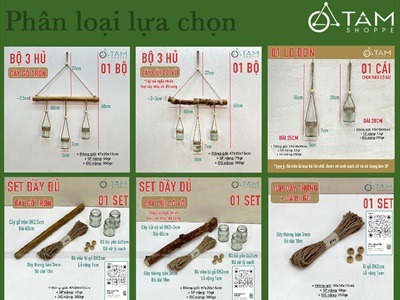 Lọ hoa thuỷ canh treo tường DIY từ cây củi, dây thừng và hủ yến [Có Set tự làm/ Làm sẵn] BINHLOHOA-08