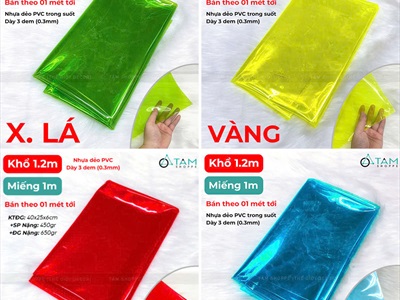 Màn nhựa dẻo PVC màu trong suốt làm lồng đèn [Khổ 1m2 - dày đẹp] PK-GIAYMAU-02