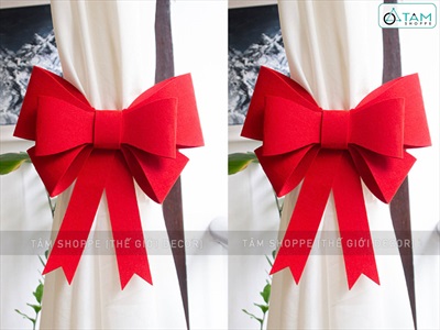 Nơ đỏ vải nỉ cứng cỡ lớn [Cắt sẵn - tự ghép dễ dàng] PK-NO-03