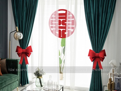 Nơ đỏ vải nỉ cứng cỡ lớn [Cắt sẵn - tự ghép dễ dàng] PK-NO-03