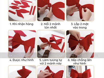 Nơ đỏ vải nỉ cứng cỡ lớn [Cắt sẵn - tự ghép dễ dàng] PK-NO-03