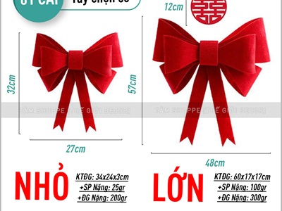 Nơ đỏ vải nỉ cứng cỡ lớn [Cắt sẵn - tự ghép dễ dàng] PK-NO-03